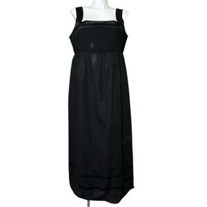 CALVIN KLEIN BLACK SLEEVELESS SILK & COTTON MAXI DRESS
